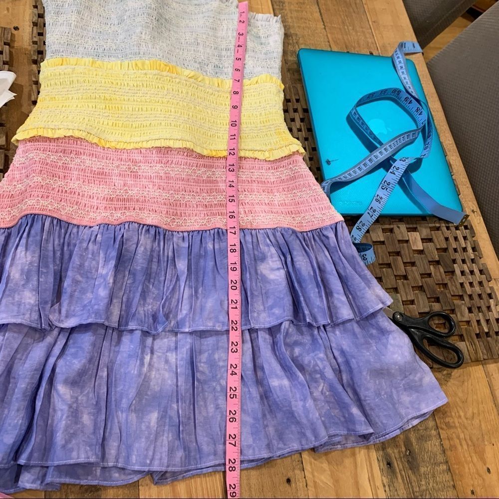 Free the Roses Ruffled Tier Multicolor  Stretchy Mini-Dress All Cotton - Picture 8 of 9